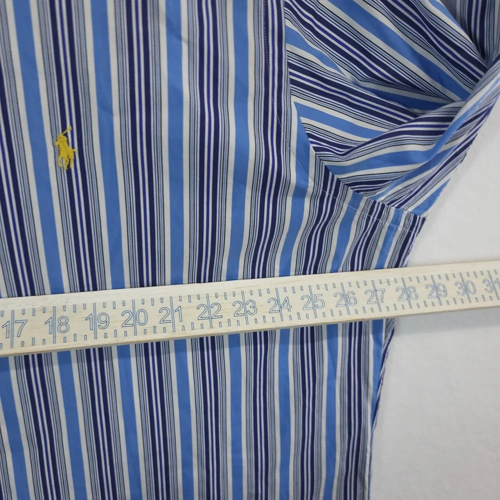Polo Ralph Lauren Button Down Shirt Mens XXL Blue Striped Stanton Classic Fit